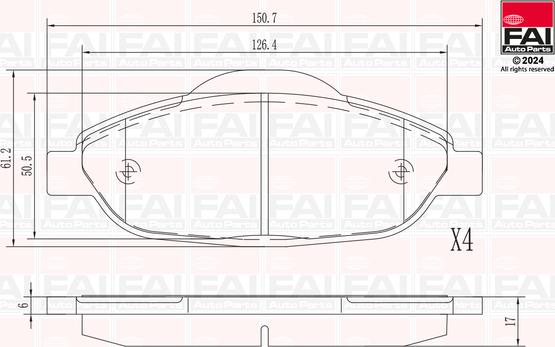 FAI AutoParts BP145 - Kit pastiglie freno, Freno a disco autozon.pro