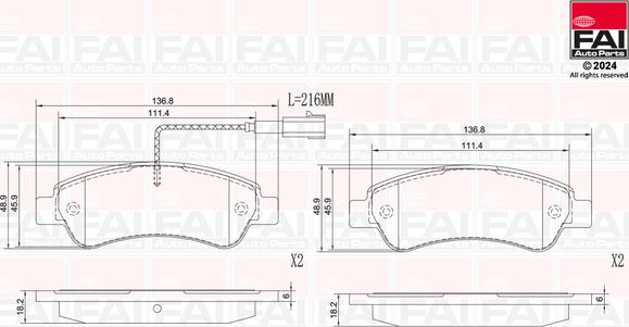 FAI AutoParts BP140 - Kit pastiglie freno, Freno a disco autozon.pro