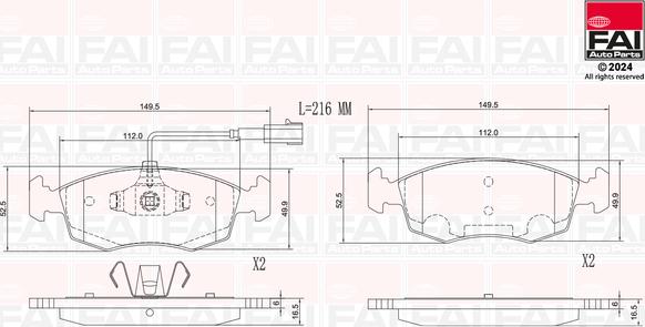 FAI AutoParts BP147 - Kit pastiglie freno, Freno a disco autozon.pro