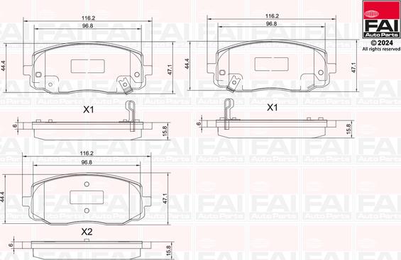 FAI AutoParts BP155 - Kit pastiglie freno, Freno a disco autozon.pro