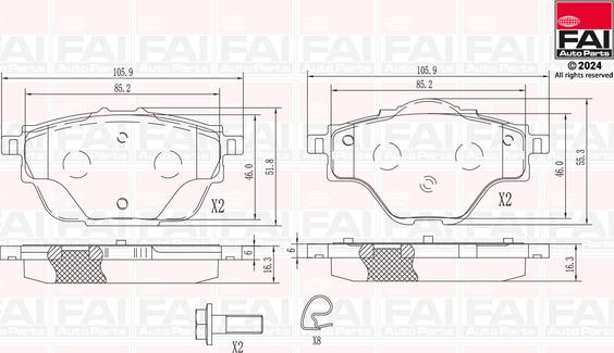 FAI AutoParts BP163 - Kit pastiglie freno, Freno a disco autozon.pro