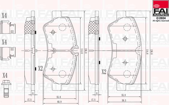 FAI AutoParts BP105 - Kit pastiglie freno, Freno a disco autozon.pro