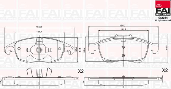 FAI AutoParts BP121 - Kit pastiglie freno, Freno a disco autozon.pro