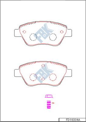 FBK FD16004A - Kit pastiglie freno, Freno a disco autozon.pro