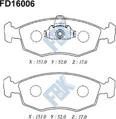 FBK FD16006 - Kit pastiglie freno, Freno a disco autozon.pro