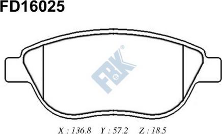 FBK FD16025 - Kit pastiglie freno, Freno a disco autozon.pro