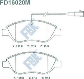 FBK FD16020M - Kit pastiglie freno, Freno a disco autozon.pro