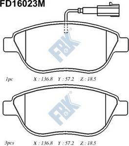 FBK FD16023M - Kit pastiglie freno, Freno a disco autozon.pro