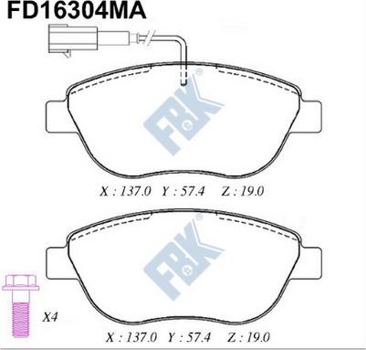 FBK FD16304MA - Kit pastiglie freno, Freno a disco autozon.pro