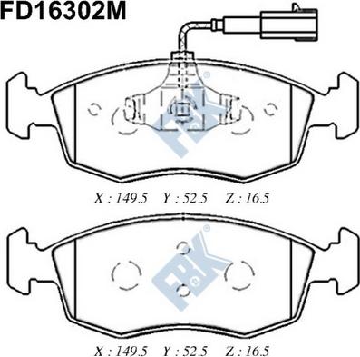 FBK FD16302M - Kit pastiglie freno, Freno a disco autozon.pro