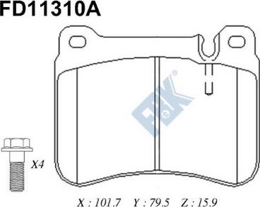 FBK FD11310A - Kit pastiglie freno, Freno a disco autozon.pro