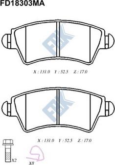 FBK FD18303MA - Kit pastiglie freno, Freno a disco autozon.pro