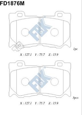 FBK FD1876M - Kit pastiglie freno, Freno a disco autozon.pro