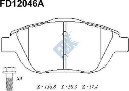 FBK FD12046A - Kit pastiglie freno, Freno a disco autozon.pro