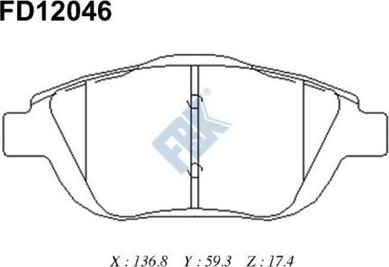 FBK FD12046 - Kit pastiglie freno, Freno a disco autozon.pro