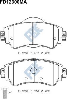 FBK FD12300MA - Kit pastiglie freno, Freno a disco autozon.pro