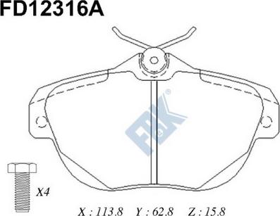 FBK FD12316A - Kit pastiglie freno, Freno a disco autozon.pro