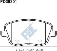 FBK FD39301 - Kit pastiglie freno, Freno a disco autozon.pro