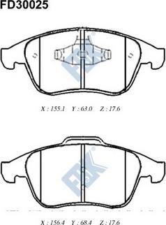 FBK FD30025 - Kit pastiglie freno, Freno a disco autozon.pro