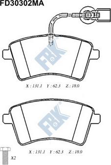 FBK FD30302MA - Kit pastiglie freno, Freno a disco autozon.pro