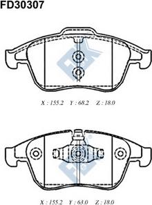 FBK FD30307 - Kit pastiglie freno, Freno a disco autozon.pro