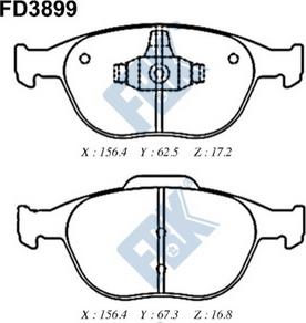 FBK FD3899 - Kit pastiglie freno, Freno a disco autozon.pro