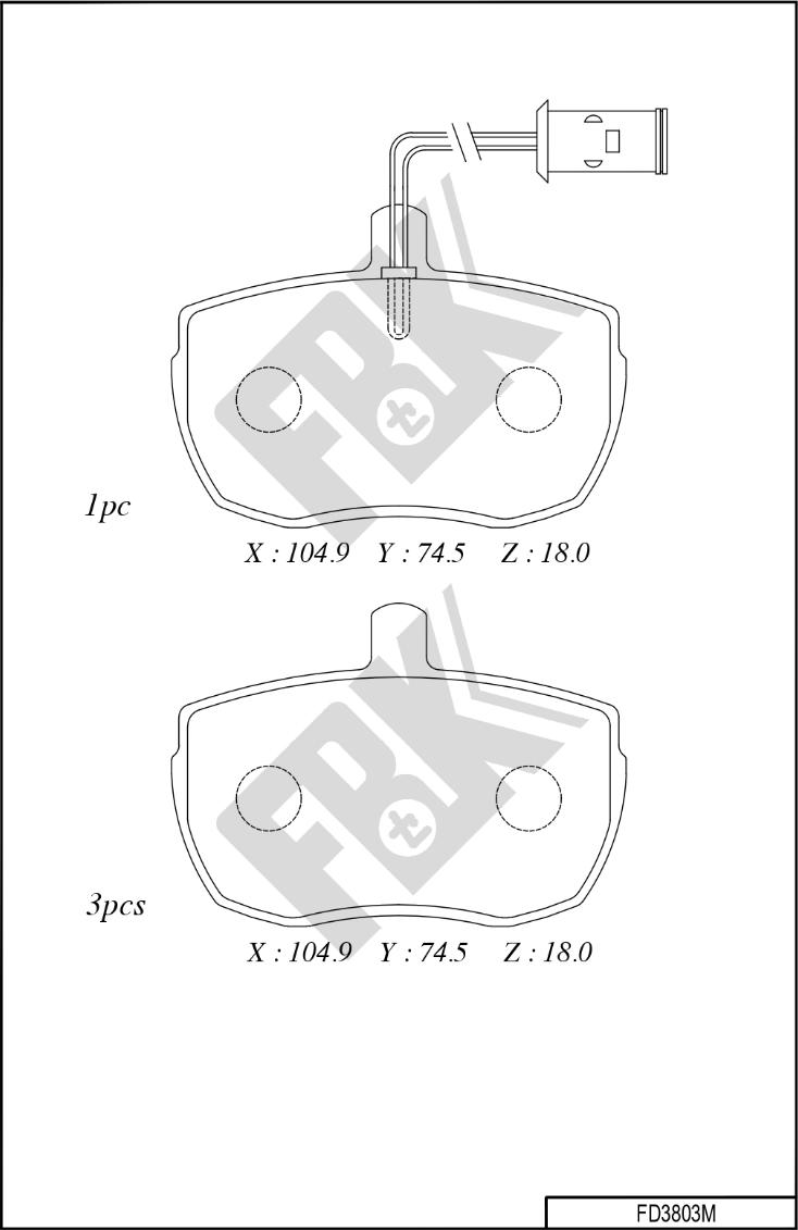 FBK FD3803M - Kit pastiglie freno, Freno a disco autozon.pro