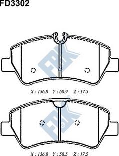 FBK FD3302 - Kit pastiglie freno, Freno a disco autozon.pro