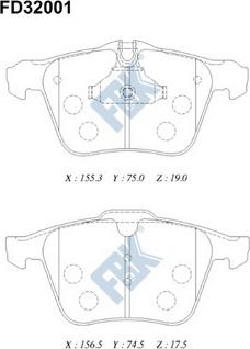 FBK FD32001 - Kit pastiglie freno, Freno a disco autozon.pro