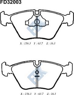 FBK FD32003 - Kit pastiglie freno, Freno a disco autozon.pro