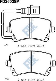 FBK FD26038M - Kit pastiglie freno, Freno a disco autozon.pro