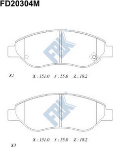 FBK FD20304M - Kit pastiglie freno, Freno a disco autozon.pro