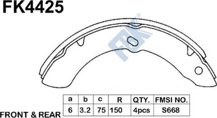 FBK FK4425 - Kit ganasce freno autozon.pro