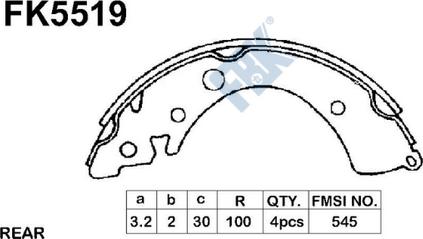 FBK FK5519 - Kit ganasce freno autozon.pro