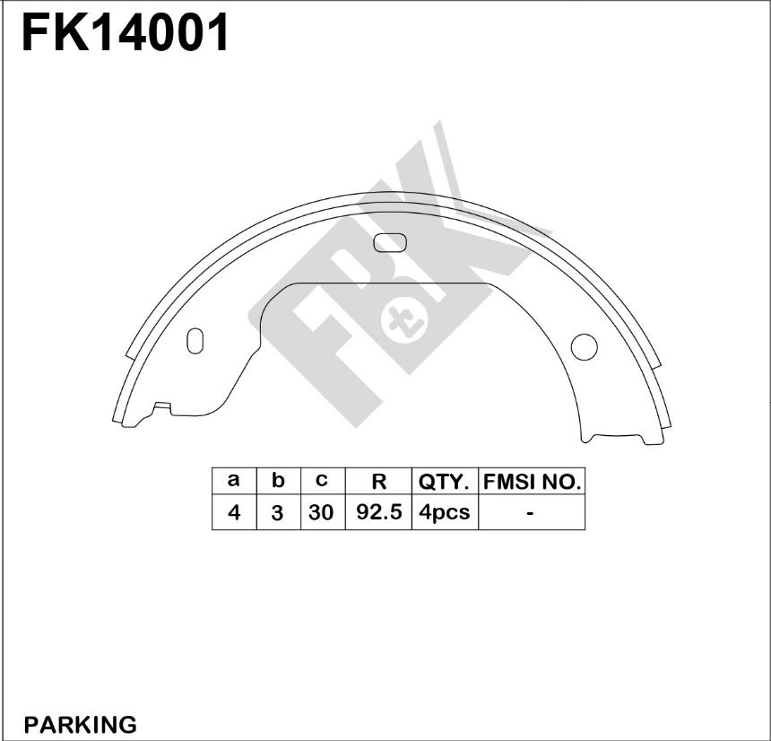 FBK FK14001 - Kit ganasce, Freno stazionamento autozon.pro