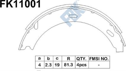 FBK FK11001 - Kit ganasce, Freno stazionamento autozon.pro