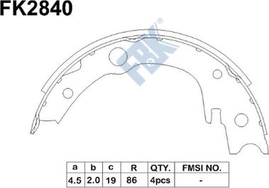 FBK FK2840 - Kit ganasce, Freno stazionamento autozon.pro