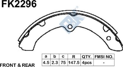 FBK FK2296 - Kit ganasce freno autozon.pro