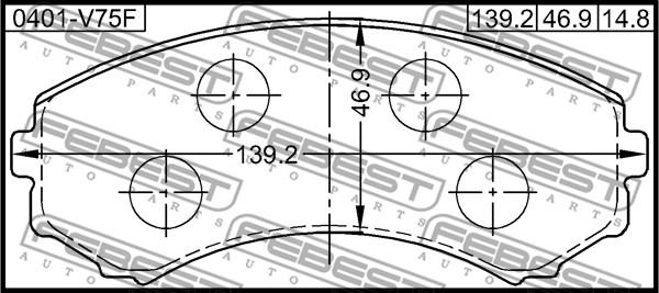 Febest 0401-V75F - Kit pastiglie freno, Freno a disco autozon.pro