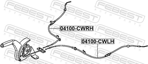 Febest 04100-CWRH - Cavo comando, Freno stazionamento autozon.pro