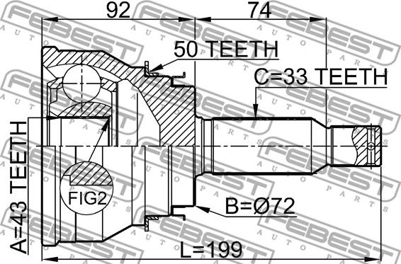 Febest 0410-V75RA50 - Kit giunti, Semiasse autozon.pro