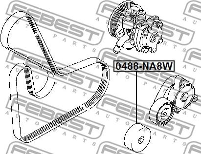 Febest 0488-NA8W - Galoppino / Guidacinghia, Cinghia Poly-V autozon.pro