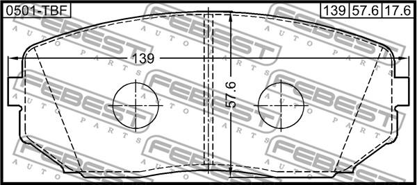 Febest 0501-TBF - Kit pastiglie freno, Freno a disco autozon.pro