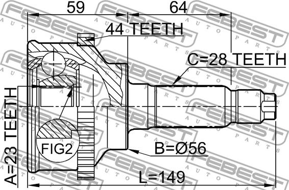 Febest 0510-018A44 - Kit giunti, Semiasse autozon.pro