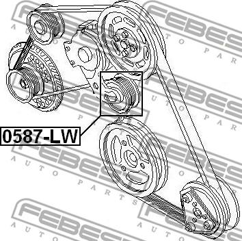 Febest 0587-LW - Galoppino / Guidacinghia, Cinghia Poly-V autozon.pro