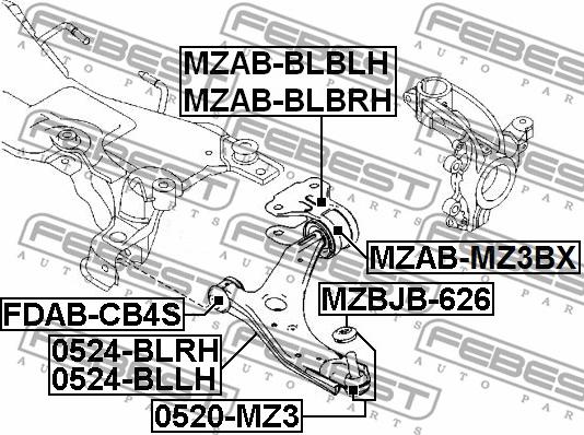 Febest MZAB-BLBLH - Supporto, Braccio oscillante autozon.pro