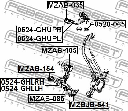 Febest 0524-GHLRH - Braccio oscillante, Sospensione ruota autozon.pro