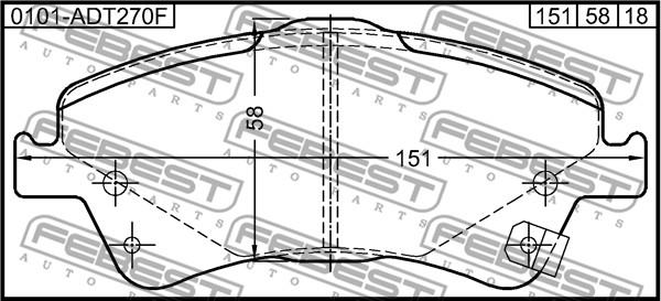 Febest 0101-ADT270F - Kit pastiglie freno, Freno a disco autozon.pro