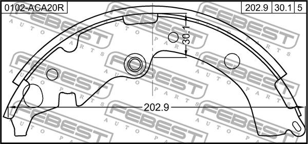 Febest 0102-ACA20R - Kit ganasce freno autozon.pro