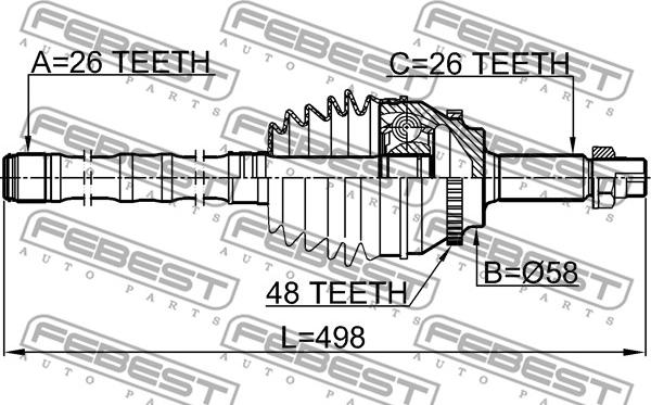 Febest 0114-AZT251A48LH - Kit giunti, Semiasse autozon.pro